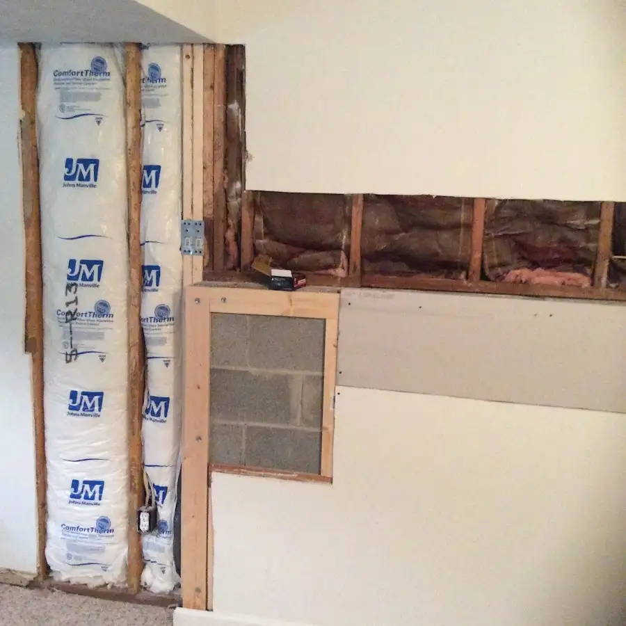 Wall insulation replacement during Basement Flood Cleanup in White City